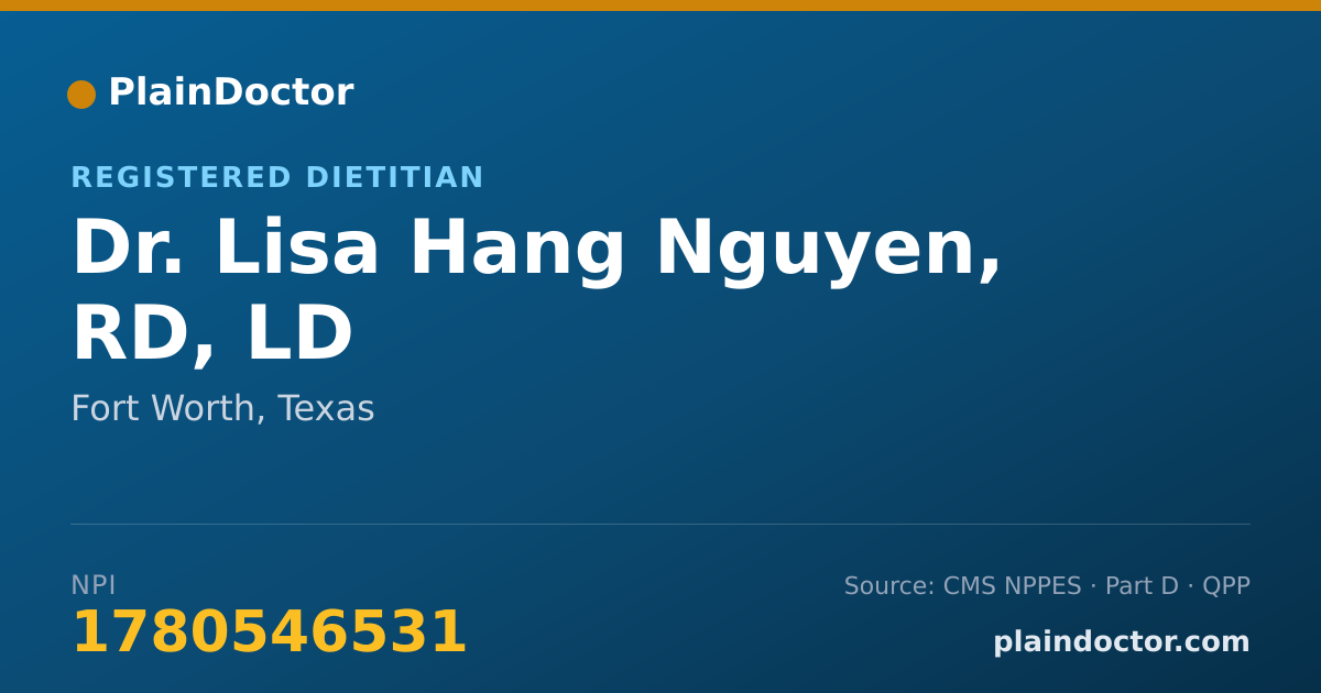 Shareable card for Lisa Hang Nguyen, RD, LD - Registered Dietitian, Fort Worth, TX