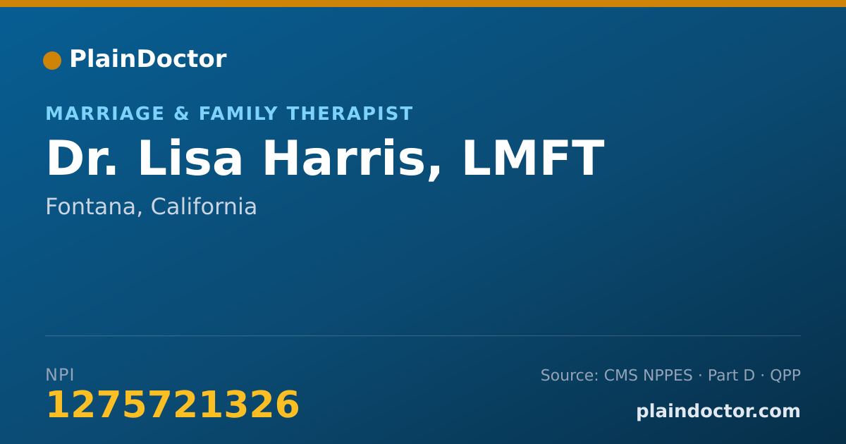 Shareable card for Lisa Harris, LMFT - Marriage & Family Therapist, Fontana, CA