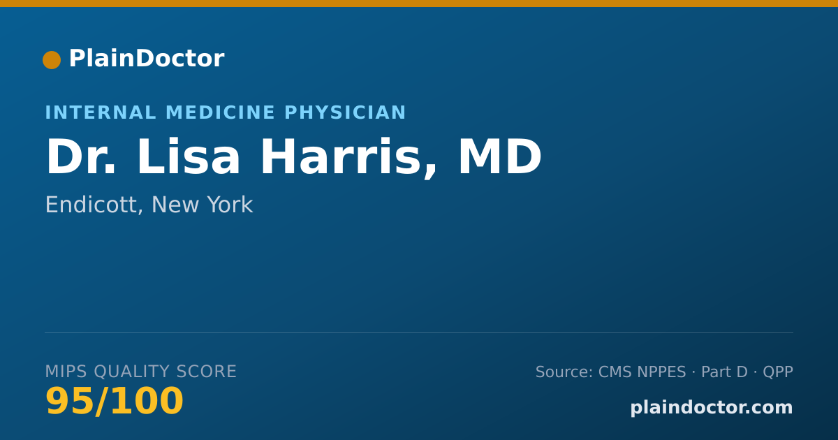 Shareable card for Lisa Harris, MD - Internal Medicine Physician, Endicott, NY