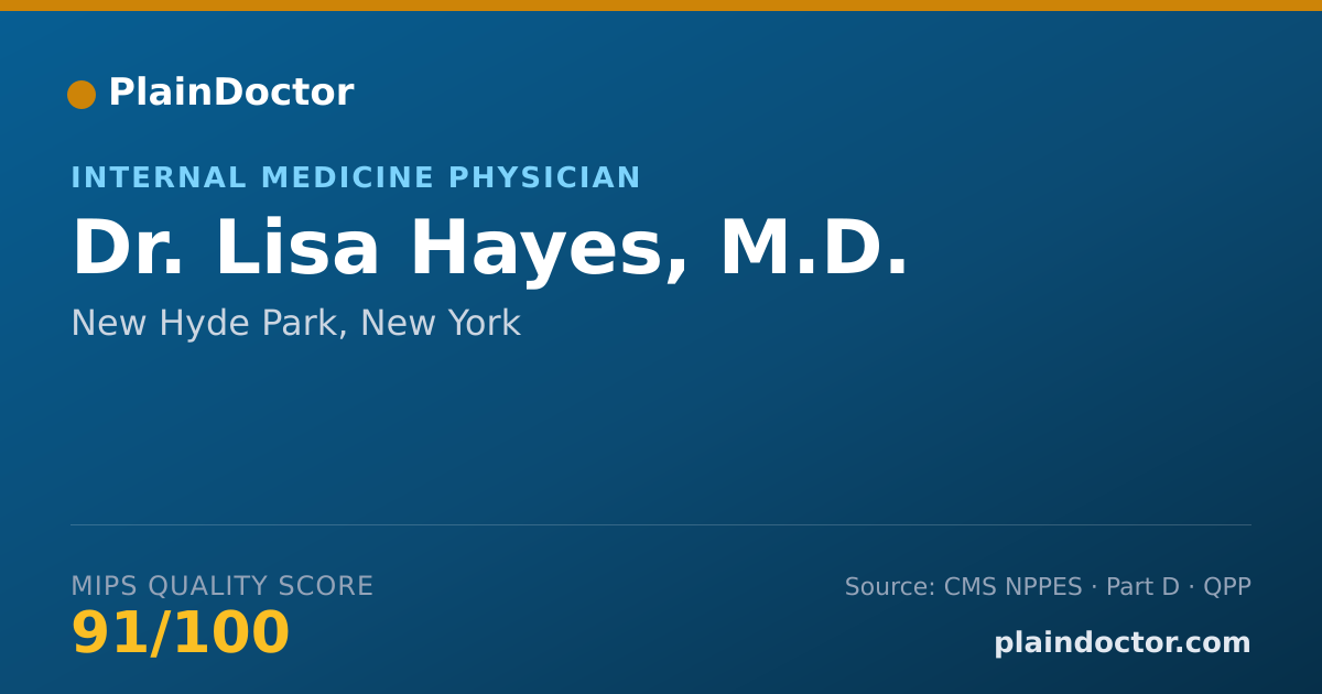 Shareable card for Lisa Hayes, M.D. - Internal Medicine Physician, New Hyde Park, NY