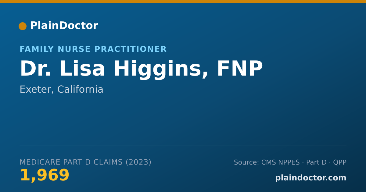 Shareable card for Lisa Higgins, FNP - Family Nurse Practitioner, Exeter, CA