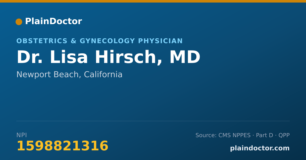 Shareable card for Lisa Hirsch, MD - Obstetrics & Gynecology Physician, Newport Beach, CA
