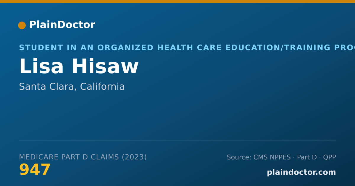 Shareable card for Lisa Hisaw - Student in an Organized Health Care Education/Training Program, Santa Clara, CA