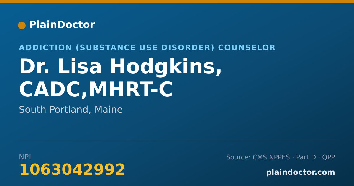 Shareable card for Lisa Hodgkins, CADC,MHRT-C - Addiction (Substance Use Disorder) Counselor, South Portland, ME