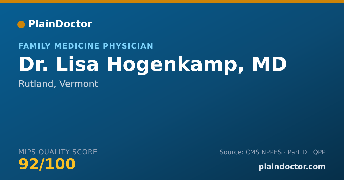 Shareable card for Lisa Hogenkamp, MD - Family Medicine Physician, Rutland, VT