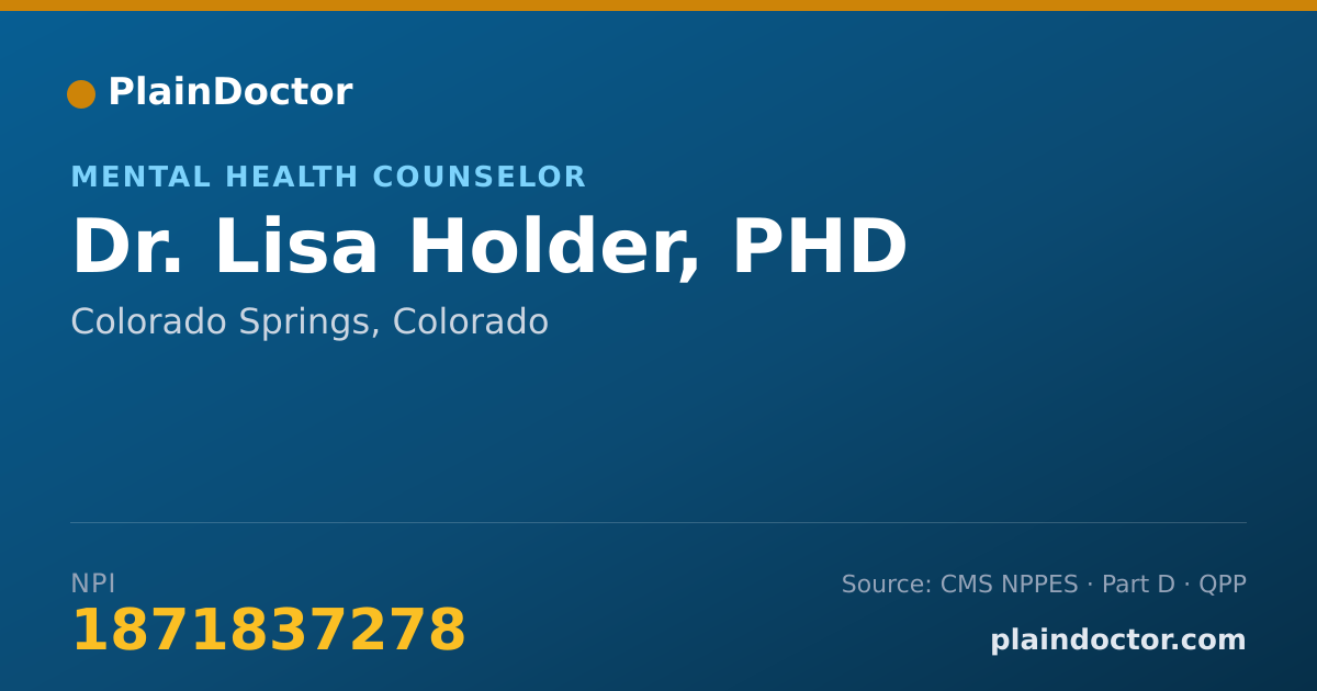 Shareable card for Lisa Holder, PHD - Mental Health Counselor, Colorado Springs, CO