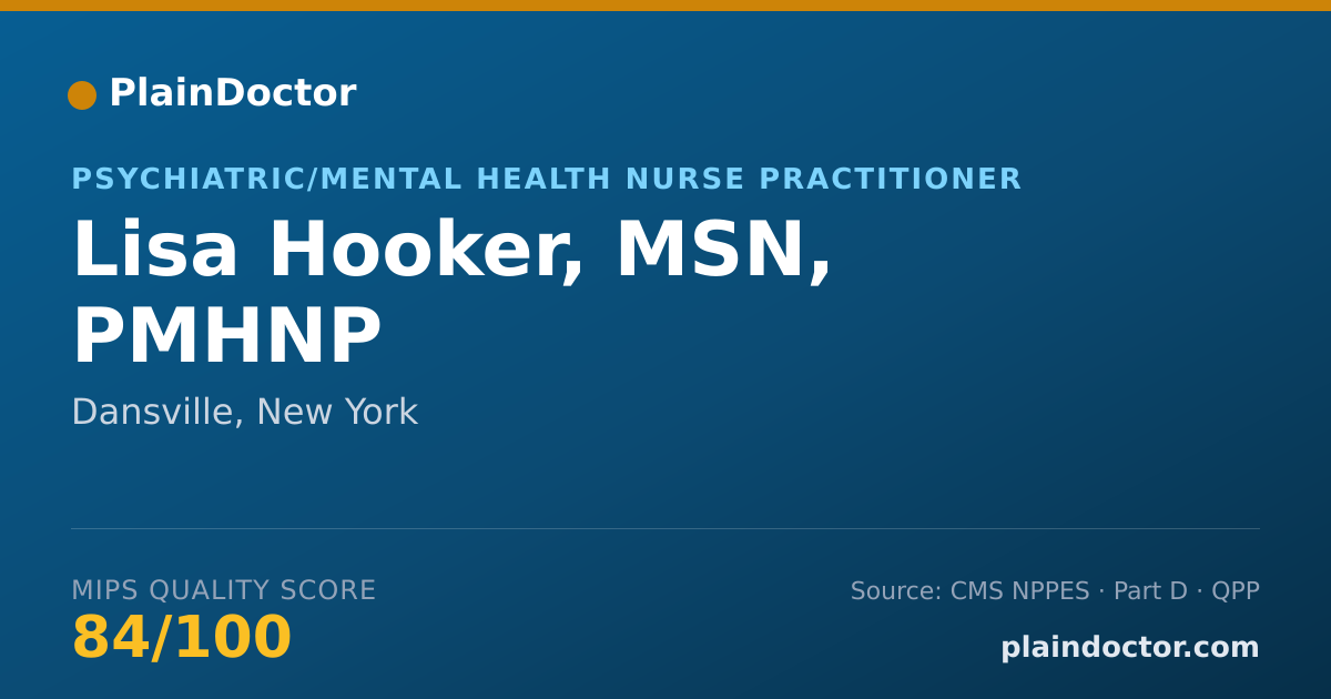 Shareable card for Lisa Hooker, MSN, PMHNP - Psychiatric/Mental Health Nurse Practitioner, Dansville, NY