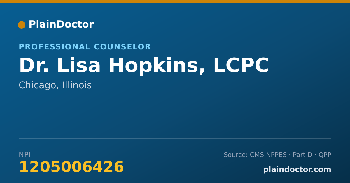 Shareable card for Lisa Hopkins, LCPC - Professional Counselor, Chicago, IL
