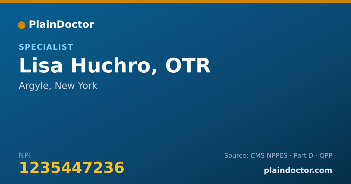 Shareable card for Lisa Huchro, OTR - Specialist, Argyle, NY
