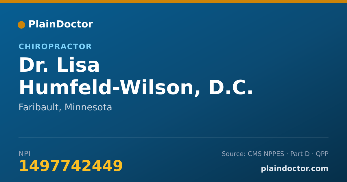 Shareable card for Lisa Humfeld-Wilson, D.C. - Chiropractor, Faribault, MN