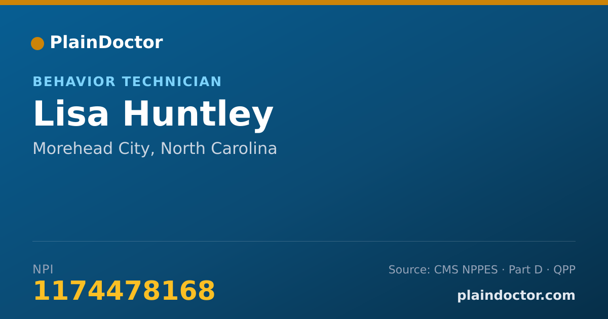 Shareable card for Lisa Huntley - Behavior Technician, Morehead City, NC