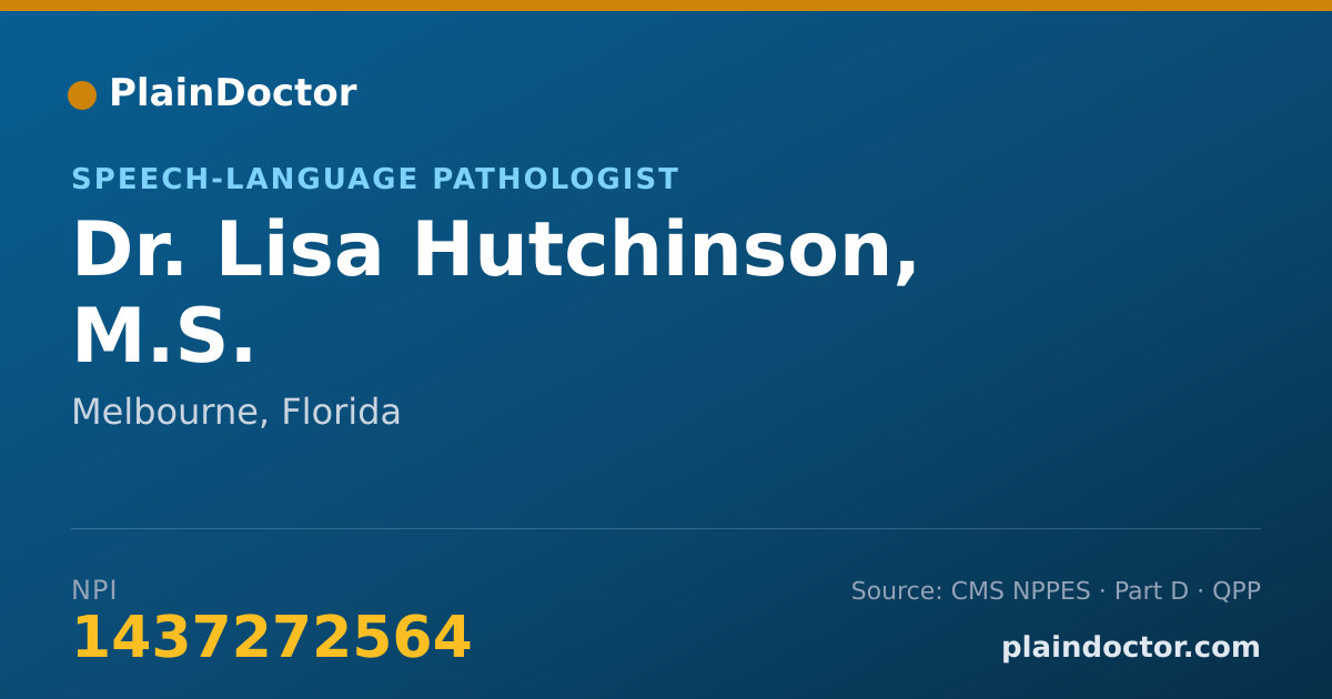 Shareable card for Lisa Hutchinson, M.S. - Speech-Language Pathologist, Melbourne, FL