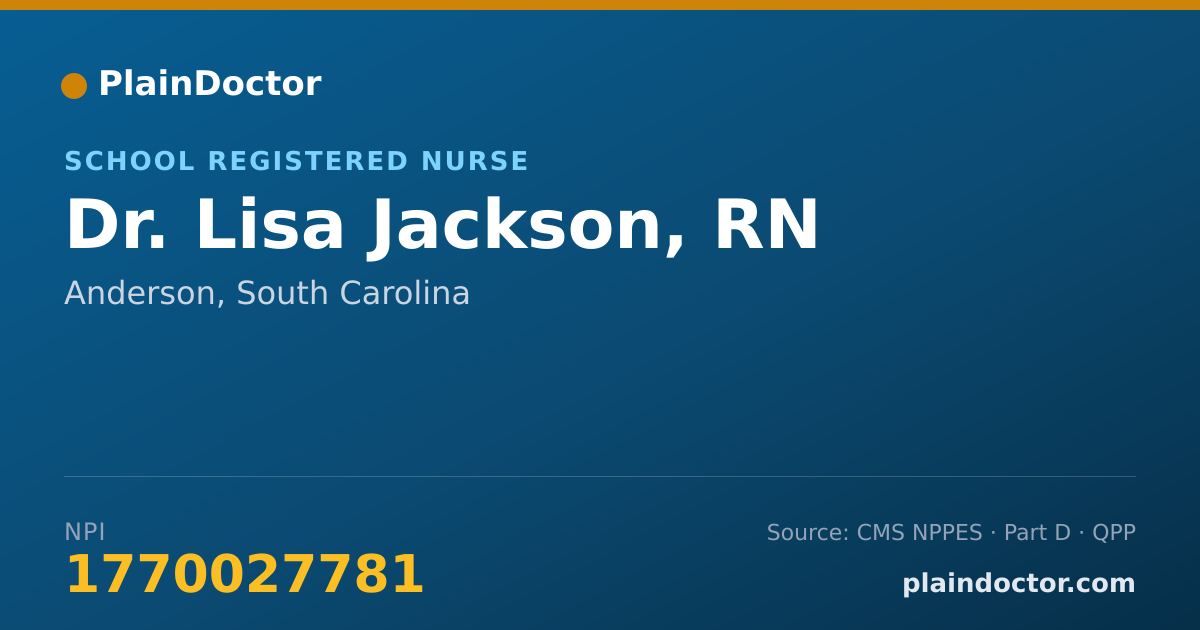 Shareable card for Lisa Jackson, RN - School Registered Nurse, Anderson, SC