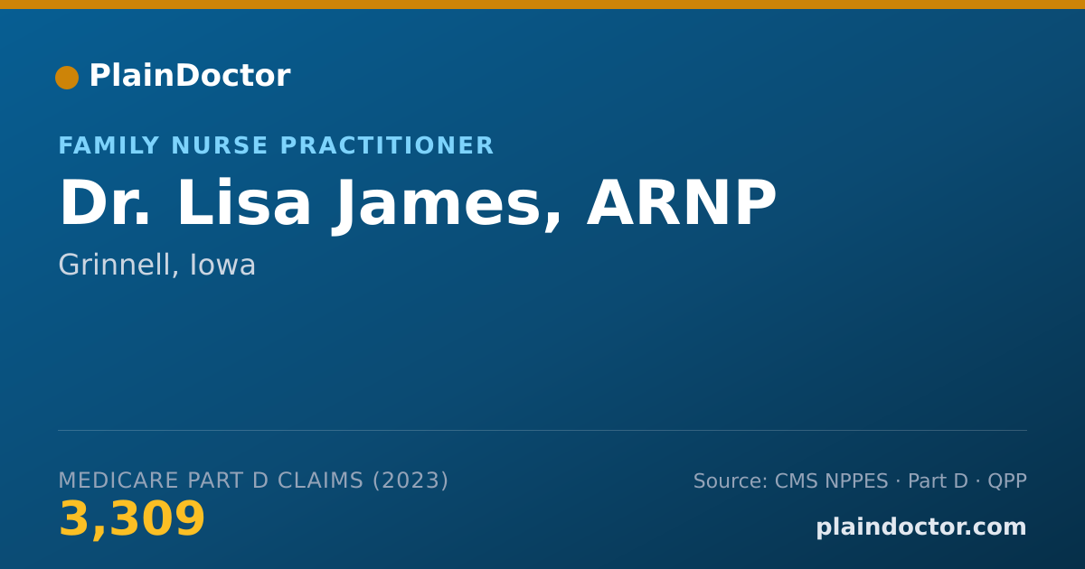 Shareable card for Lisa James, ARNP - Family Nurse Practitioner, Grinnell, IA