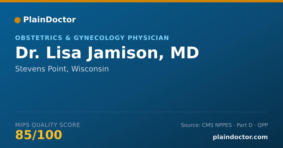 Shareable card for Lisa Jamison, MD - Obstetrics & Gynecology Physician, Stevens Point, WI