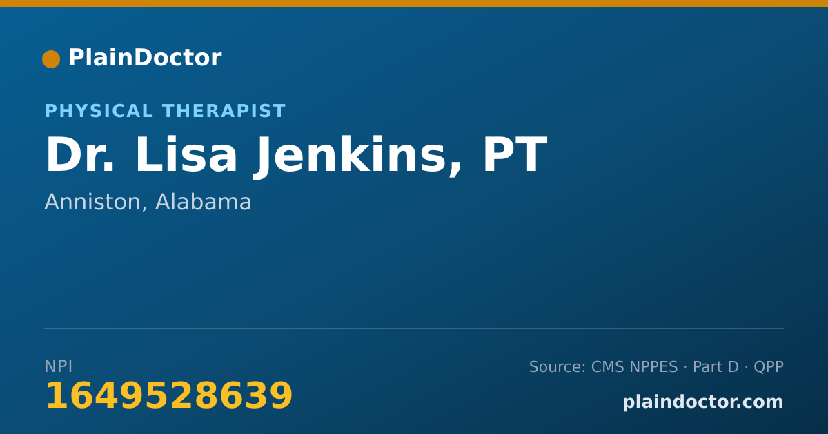 Shareable card for Lisa Jenkins, PT - Physical Therapist, Anniston, AL