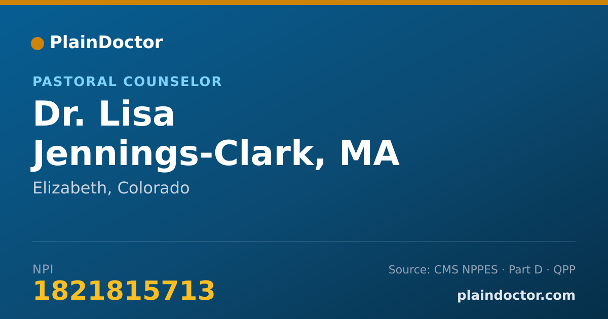Shareable card for Lisa Jennings-Clark, MA - Pastoral Counselor, Elizabeth, CO