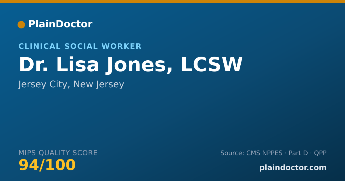 Shareable card for Lisa Jones, LCSW - Clinical Social Worker, Jersey City, NJ