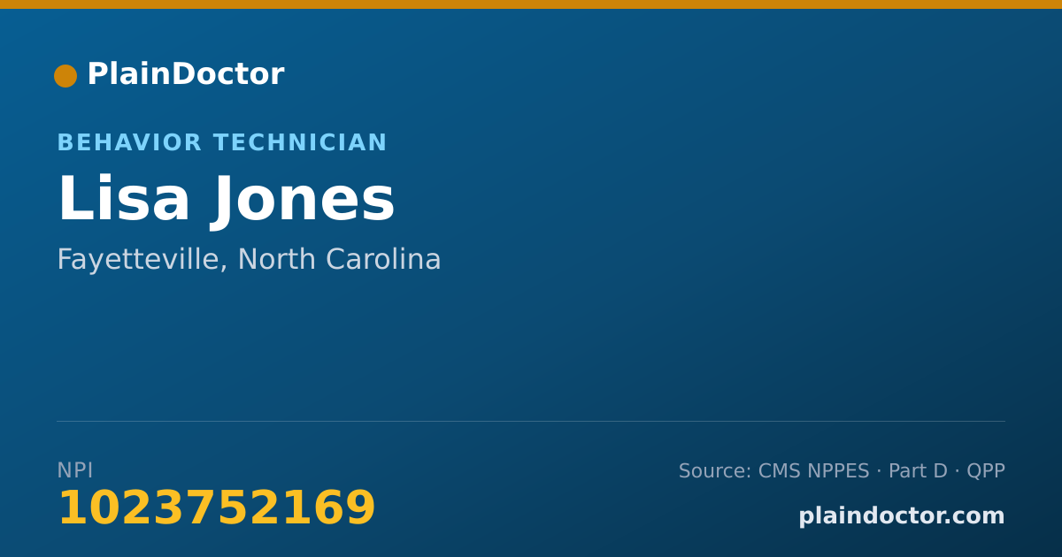 Shareable card for Lisa Jones - Behavior Technician, Fayetteville, NC