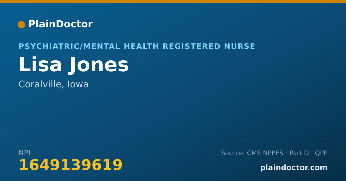 Shareable card for Lisa Jones - Psychiatric/Mental Health Registered Nurse, Coralville, IA