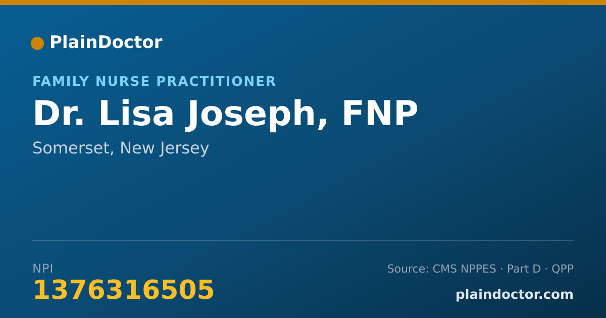 Shareable card for Lisa Joseph, FNP - Family Nurse Practitioner, Somerset, NJ