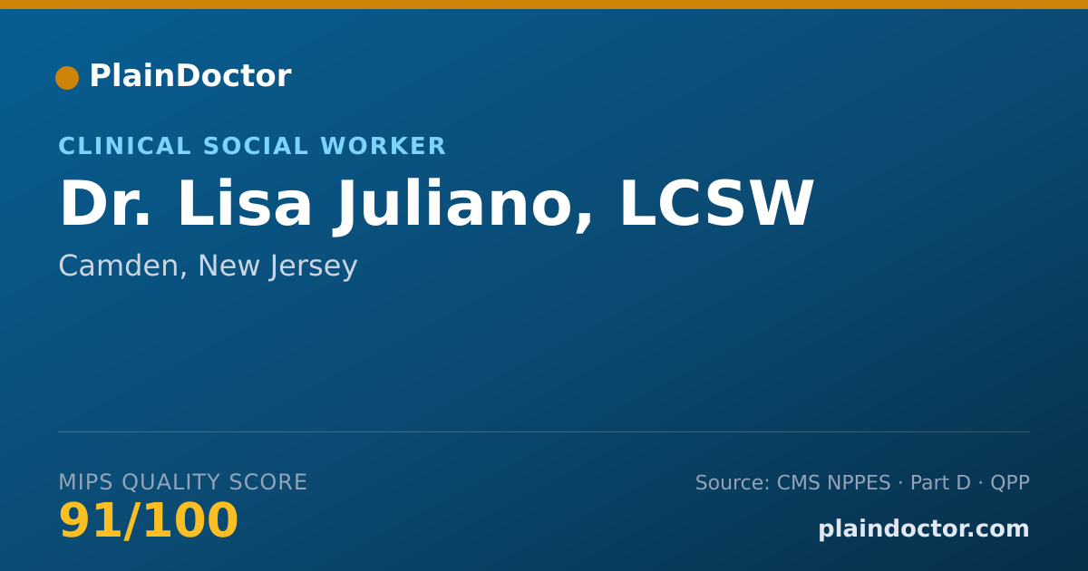 Shareable card for Lisa Juliano, LCSW - Clinical Social Worker, Camden, NJ