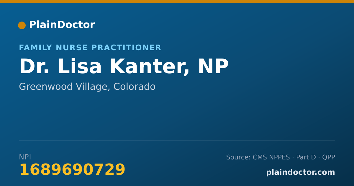 Shareable card for Lisa Kanter, NP - Family Nurse Practitioner, Greenwood Village, CO