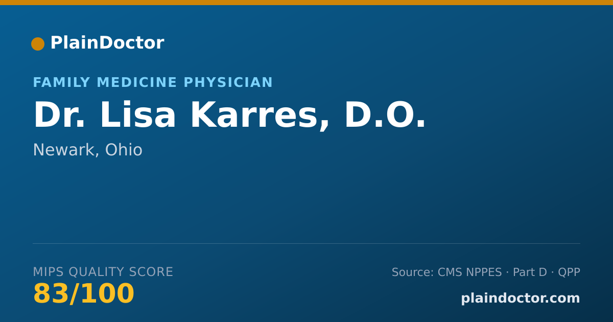 Shareable card for Lisa Karres, D.O. - Family Medicine Physician, Newark, OH