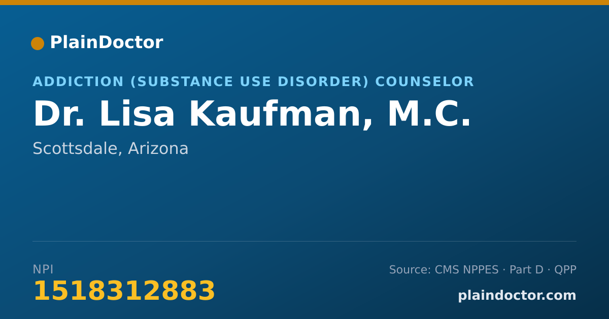 Shareable card for Lisa Kaufman, M.C. - Addiction (Substance Use Disorder) Counselor, Scottsdale, AZ
