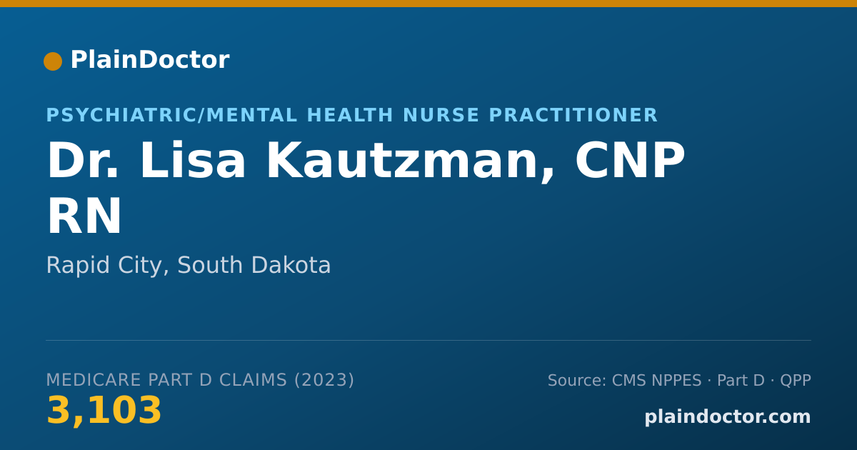 Shareable card for Lisa Kautzman, CNP RN - Psychiatric/Mental Health Nurse Practitioner, Rapid City, SD