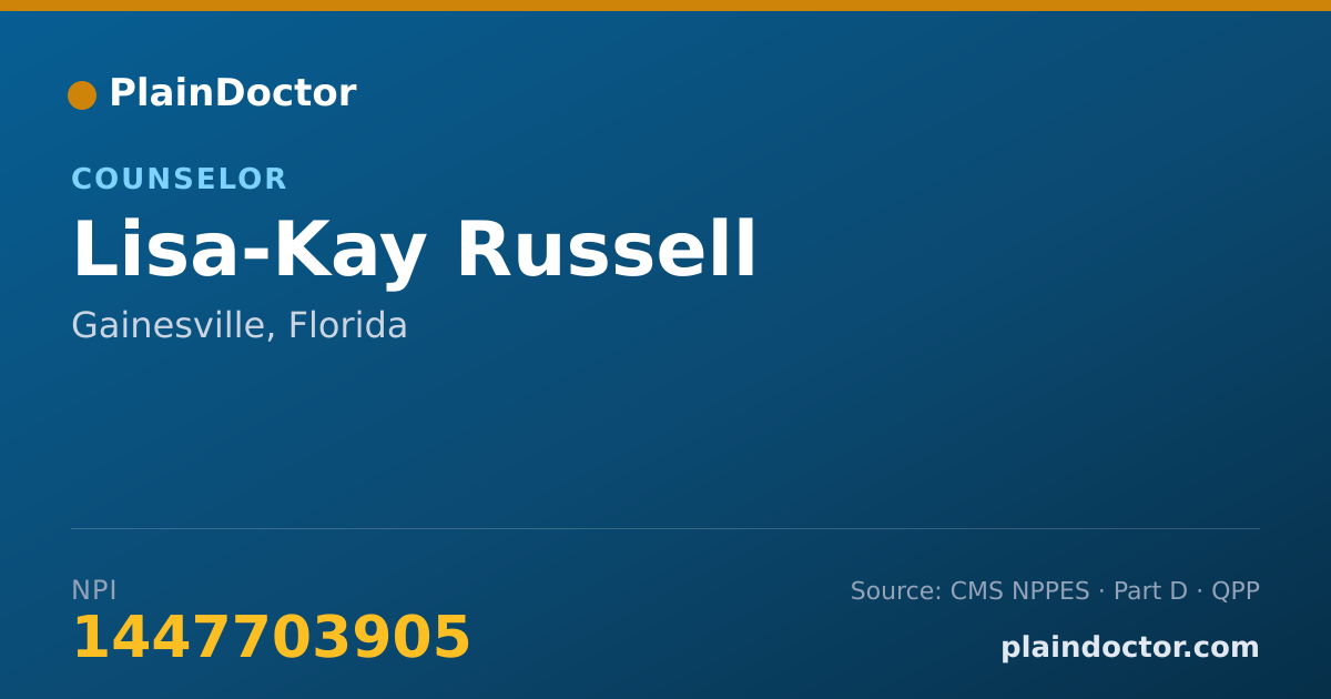Shareable card for Lisa-Kay Russell - Counselor, Gainesville, FL