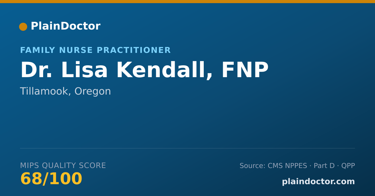 Shareable card for Lisa Kendall, FNP - Family Nurse Practitioner, Tillamook, OR