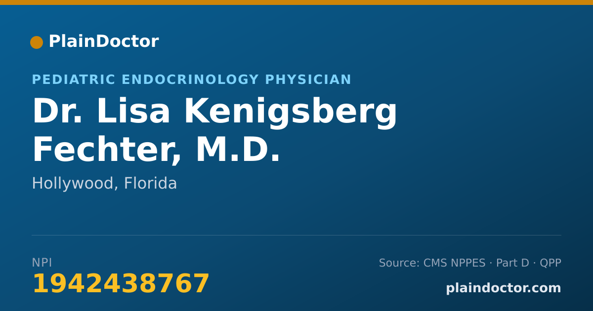 Shareable card for Lisa Kenigsberg Fechter, M.D. - Pediatric Endocrinology Physician, Hollywood, FL