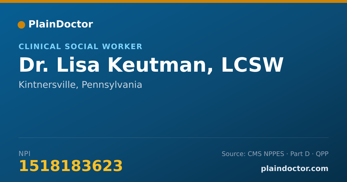 Shareable card for Lisa Keutman, LCSW - Clinical Social Worker, Kintnersville, PA