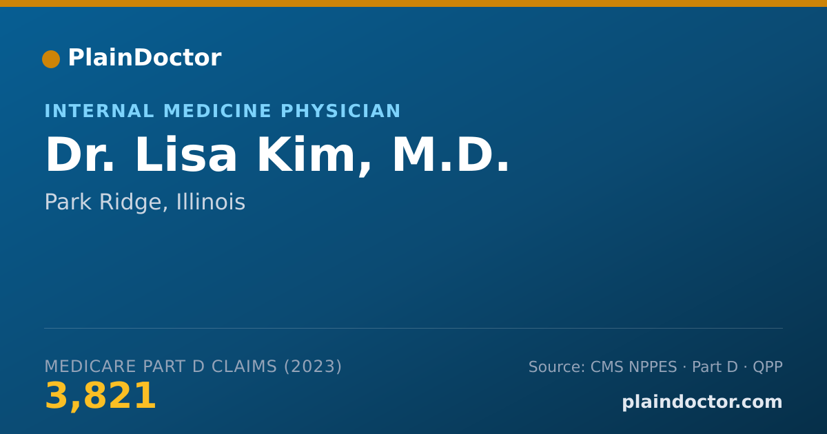 Shareable card for Lisa Kim, M.D. - Internal Medicine Physician, Park Ridge, IL