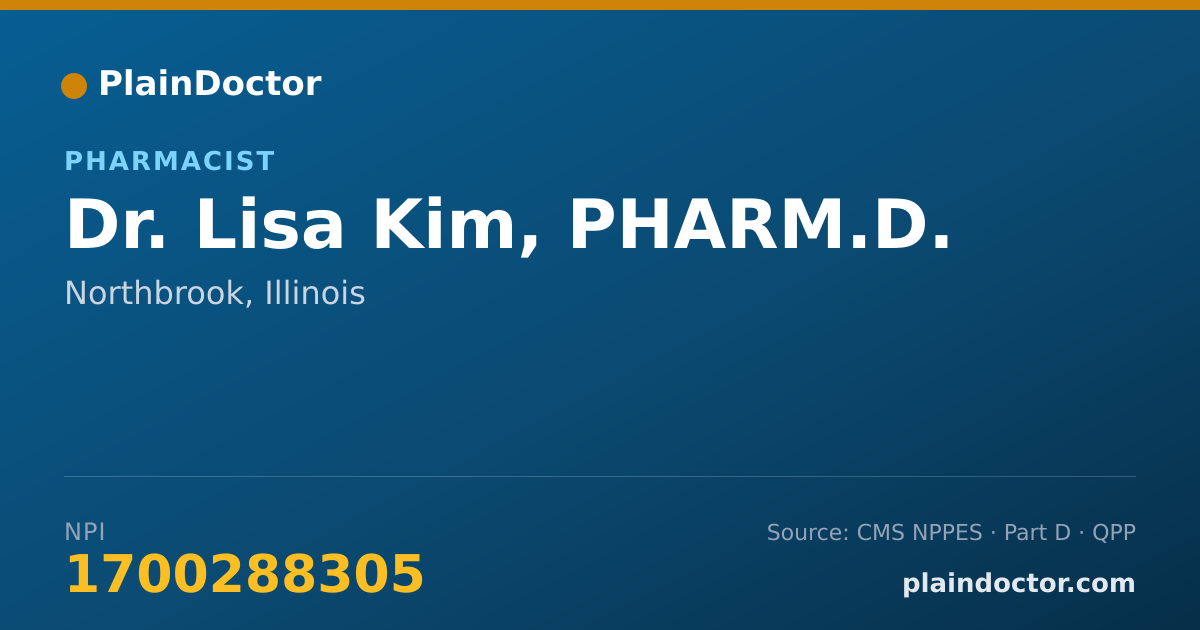 Shareable card for Lisa Kim, PHARM.D. - Pharmacist, Northbrook, IL