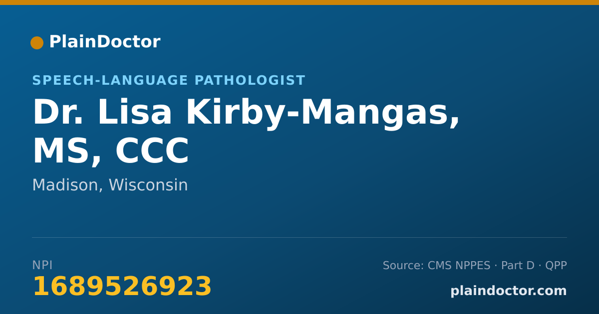 Shareable card for Lisa Kirby-Mangas, MS, CCC - Speech-Language Pathologist, Madison, WI