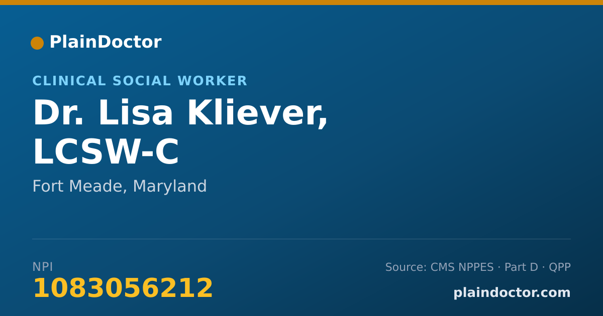Shareable card for Lisa Kliever, LCSW-C - Clinical Social Worker, Fort Meade, MD