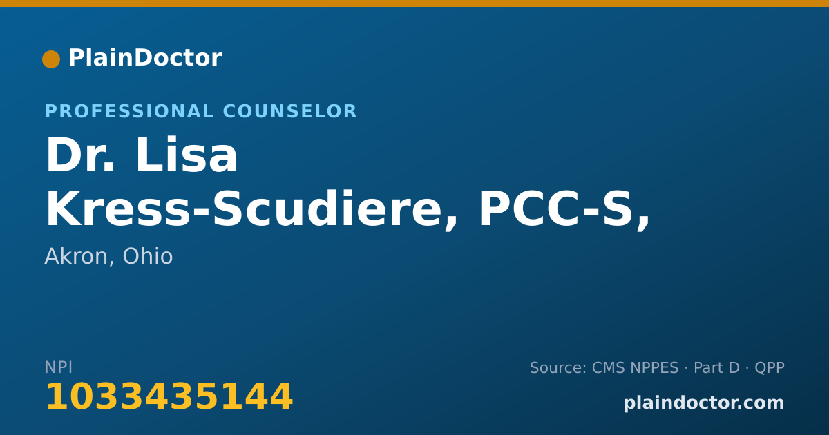 Shareable card for Lisa Kress-Scudiere, PCC-S, M.ED - Professional Counselor, Akron, OH