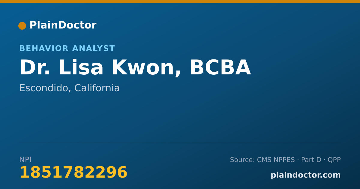 Shareable card for Lisa Kwon, BCBA - Behavior Analyst, Escondido, CA