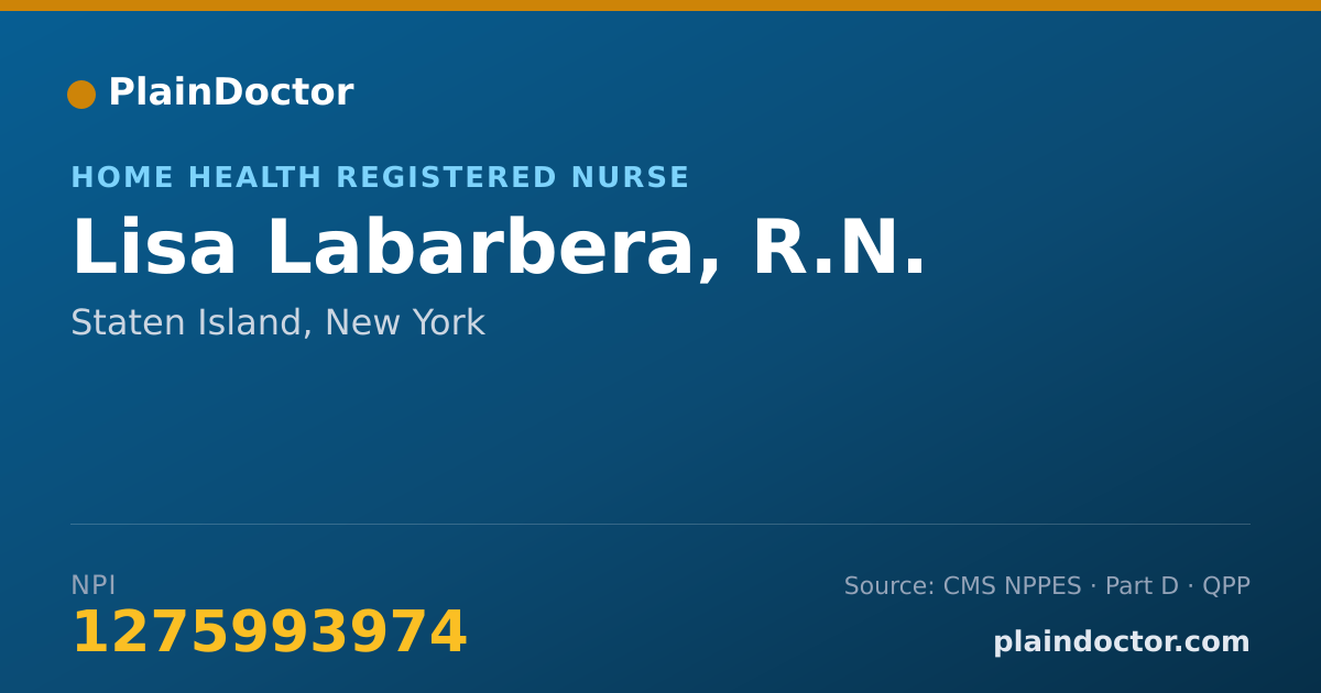 Shareable card for Lisa Labarbera, R.N. - Home Health Registered Nurse, Staten Island, NY