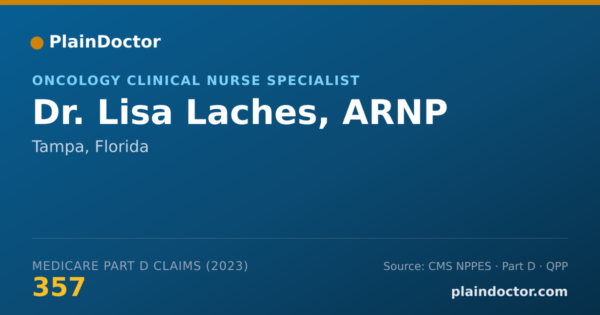 Shareable card for Lisa Laches, ARNP - Oncology Clinical Nurse Specialist, Tampa, FL