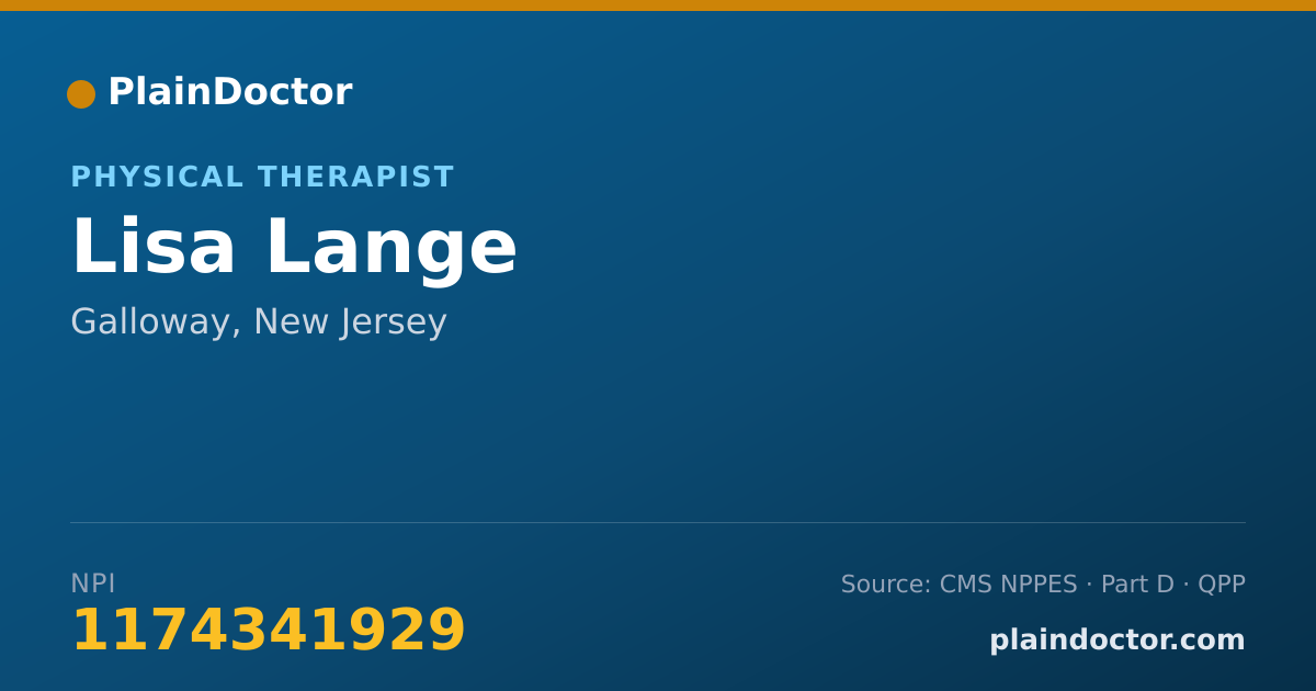 Shareable card for Lisa Lange - Physical Therapist, Galloway, NJ