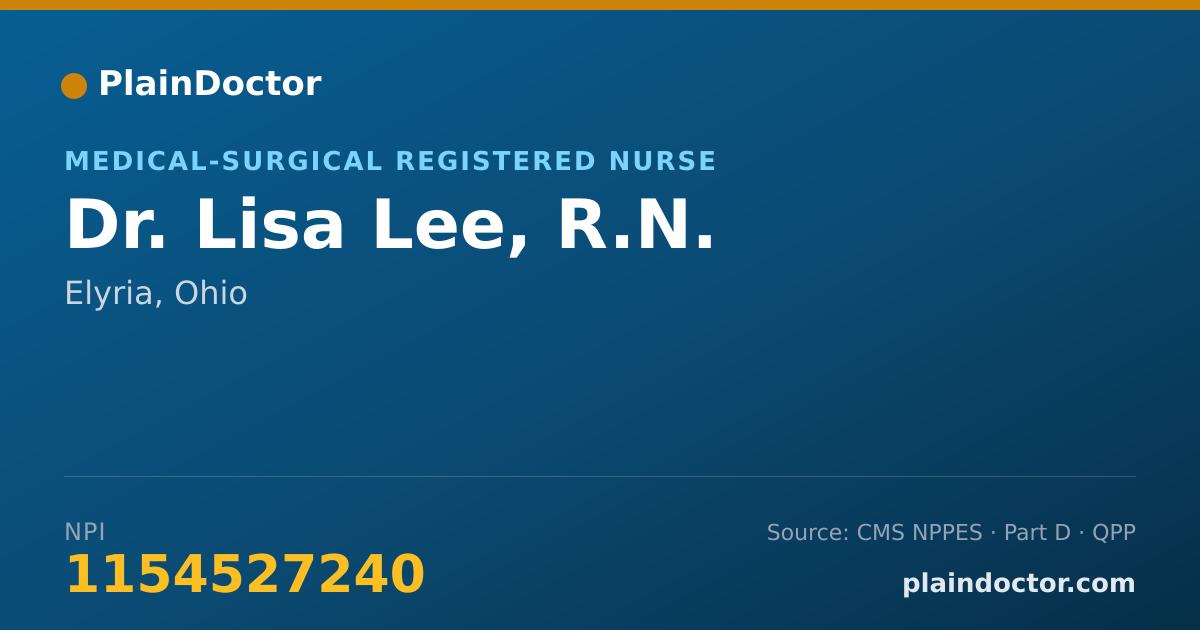 Shareable card for Lisa Lee, R.N. - Medical-Surgical Registered Nurse, Elyria, OH