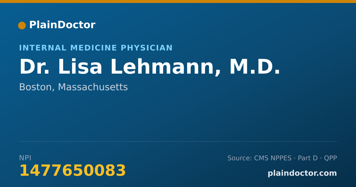 Shareable card for Lisa Lehmann, M.D. - Internal Medicine Physician, Boston, MA
