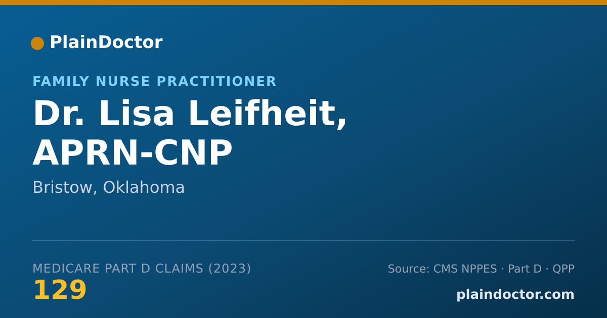 Shareable card for Lisa Leifheit, APRN-CNP - Family Nurse Practitioner, Bristow, OK