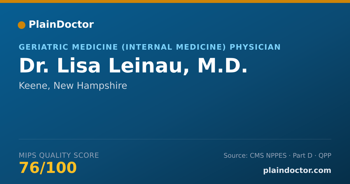 Shareable card for Lisa Leinau, M.D. - Geriatric Medicine (Internal Medicine) Physician, Keene, NH