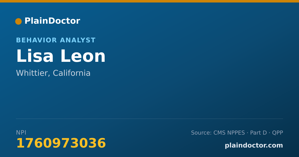 Shareable card for Lisa Leon - Behavior Analyst, Whittier, CA