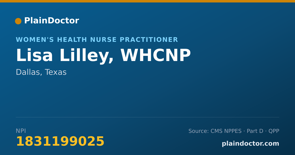 Shareable card for Lisa Lilley, WHCNP - Women's Health Nurse Practitioner, Dallas, TX