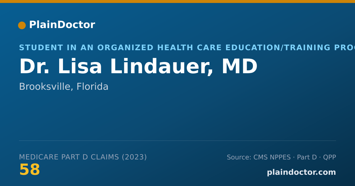 Shareable card for Lisa Lindauer, MD - Student in an Organized Health Care Education/Training Program, Brooksville, FL